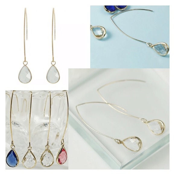 NEW!💙💎CRYSTAL CLEAR FACETED TEARDROPS!💎💙GOLDEN - Picture 5 of 7